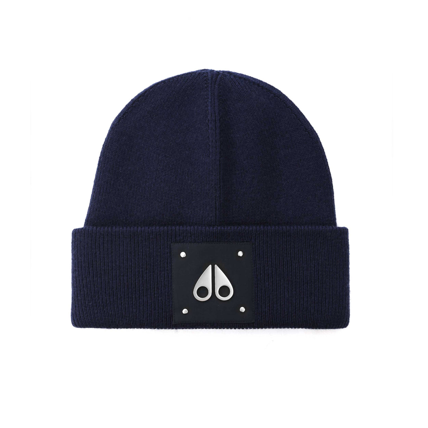 Moose Knuckles Large Logo Beanie Hat in Navy