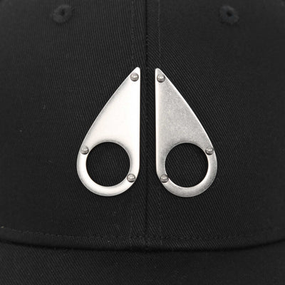 Moose Knuckles Logo Icon Cap in Black & Nickel Logo