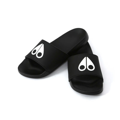 Moose Knuckles Logo Icon Sport Slide in Black Pair