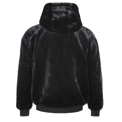 Moose Knuckles Roland Rev Bunny Jacket in Black Faux Fur Back