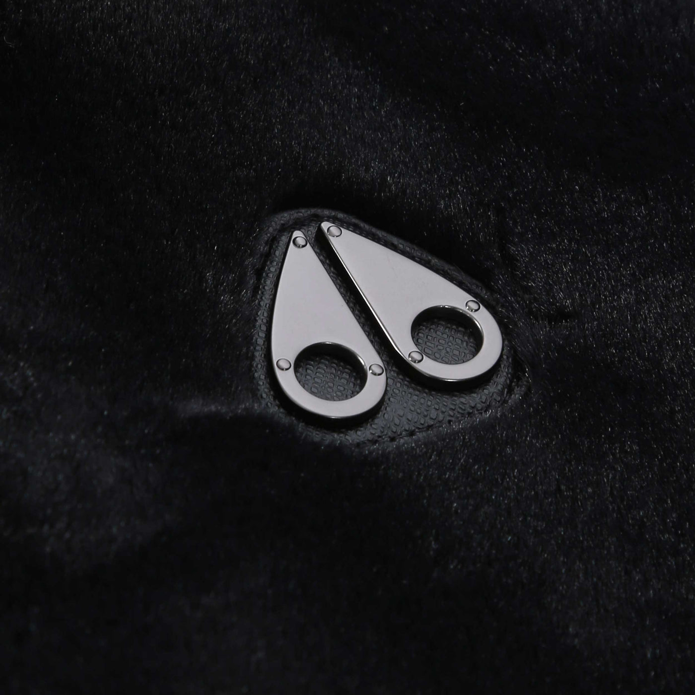 Moose Knuckles Roland Rev Bunny Jacket in Black Faux Fur Logo