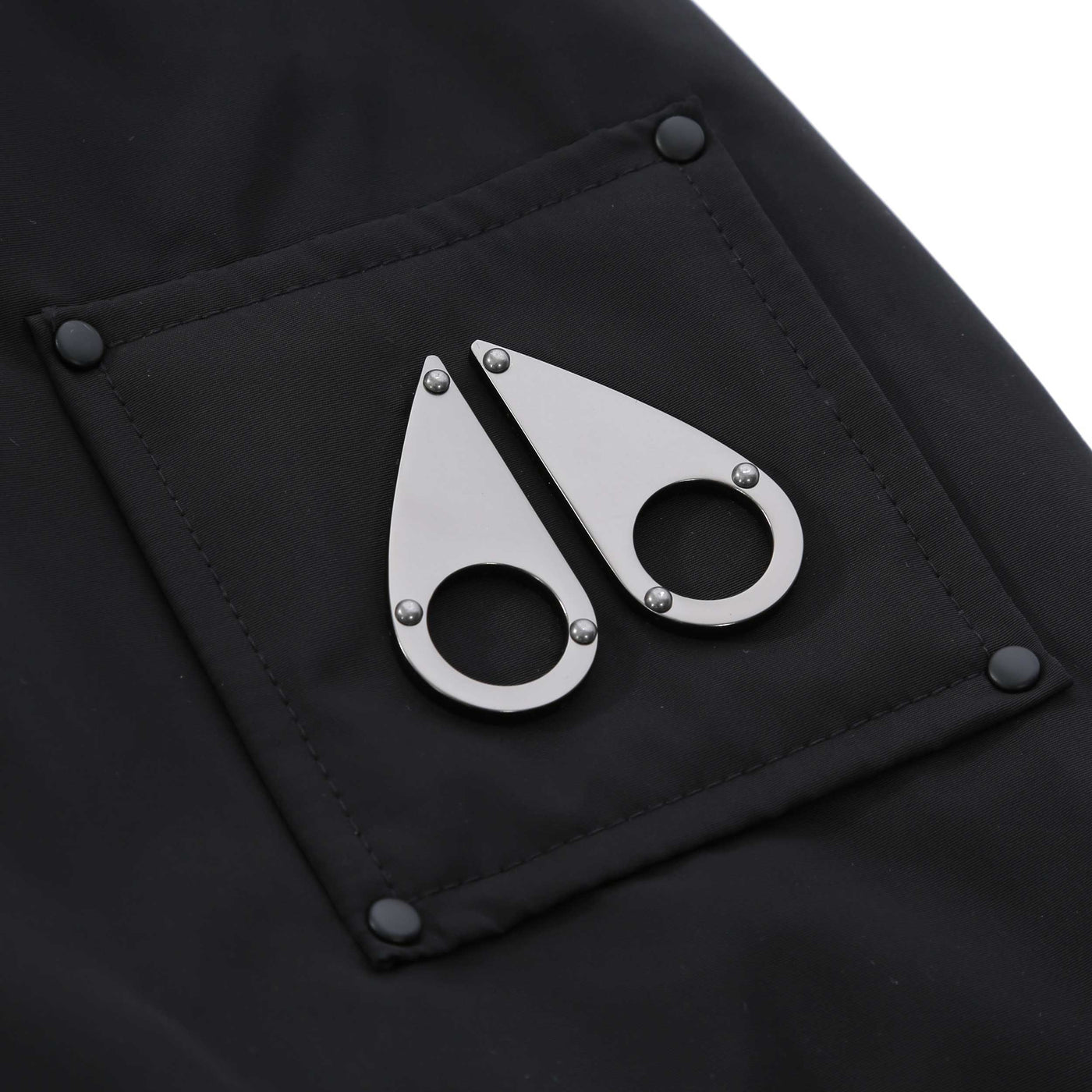 Moose Knuckles Roland Rev Bunny Jacket in Black Nylon Logo