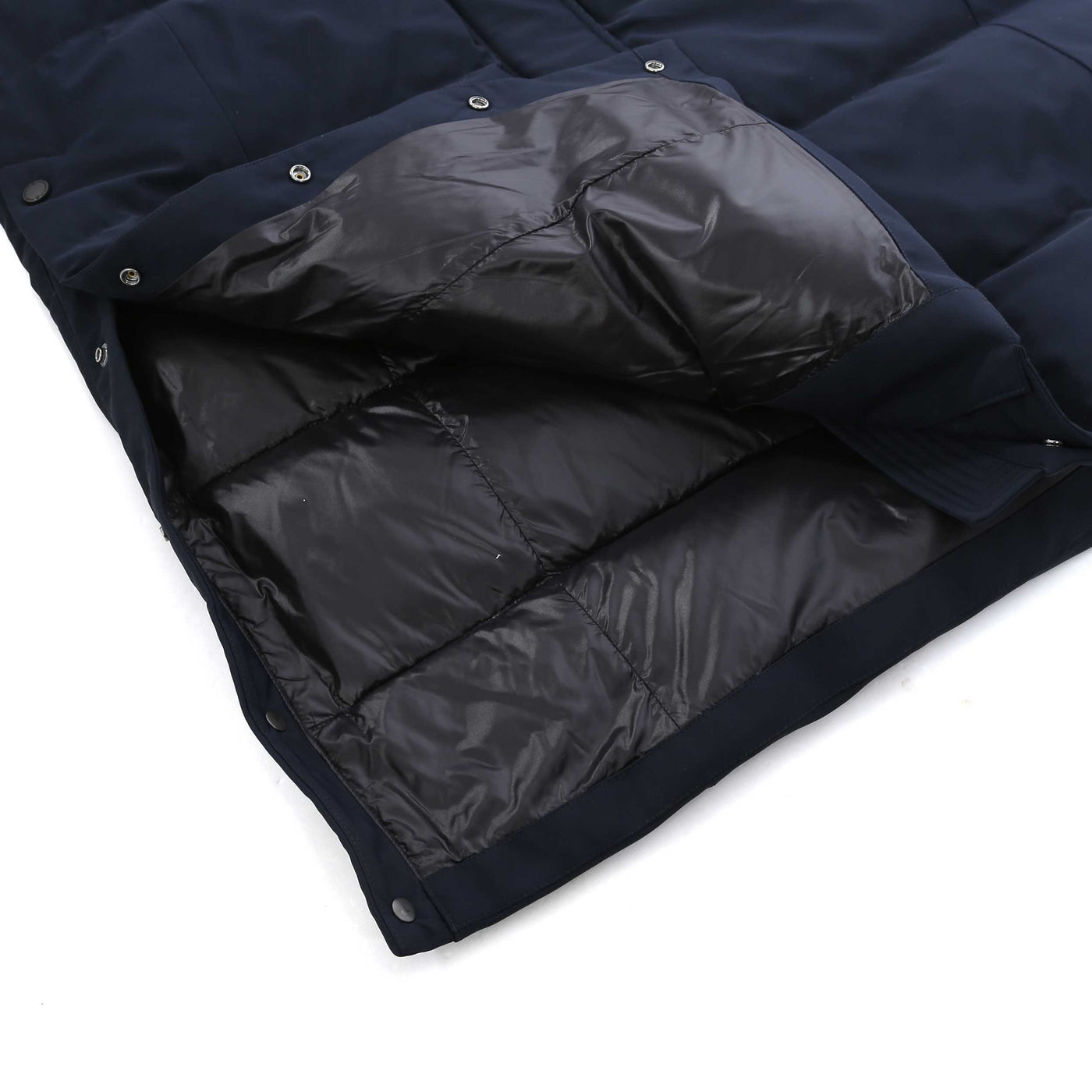 Moose Knuckles Jocada Ladies Parka Jacket in Navy Side Seam Open