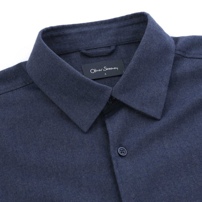 Oliver Sweeney Barnham Shirt in Mid Blue Collar
