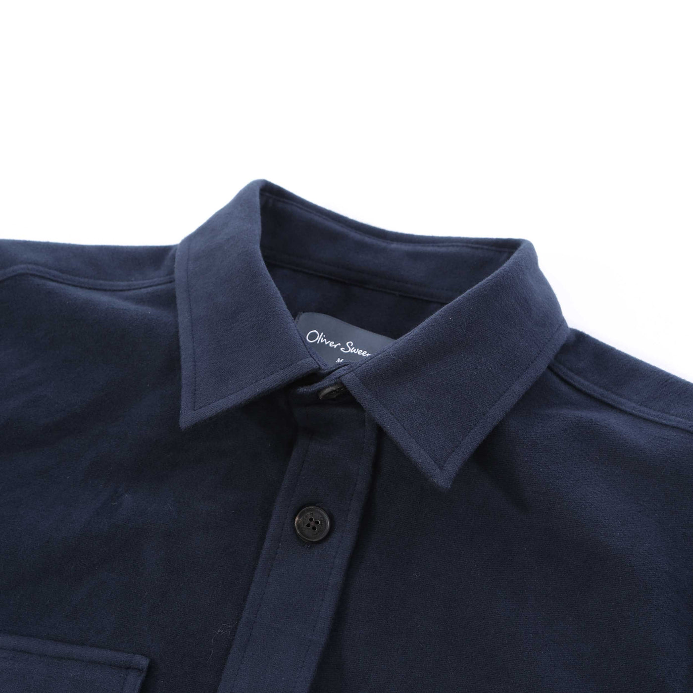 Oliver Sweeney Brahalish Moleskin Overshirt in Navy Collar