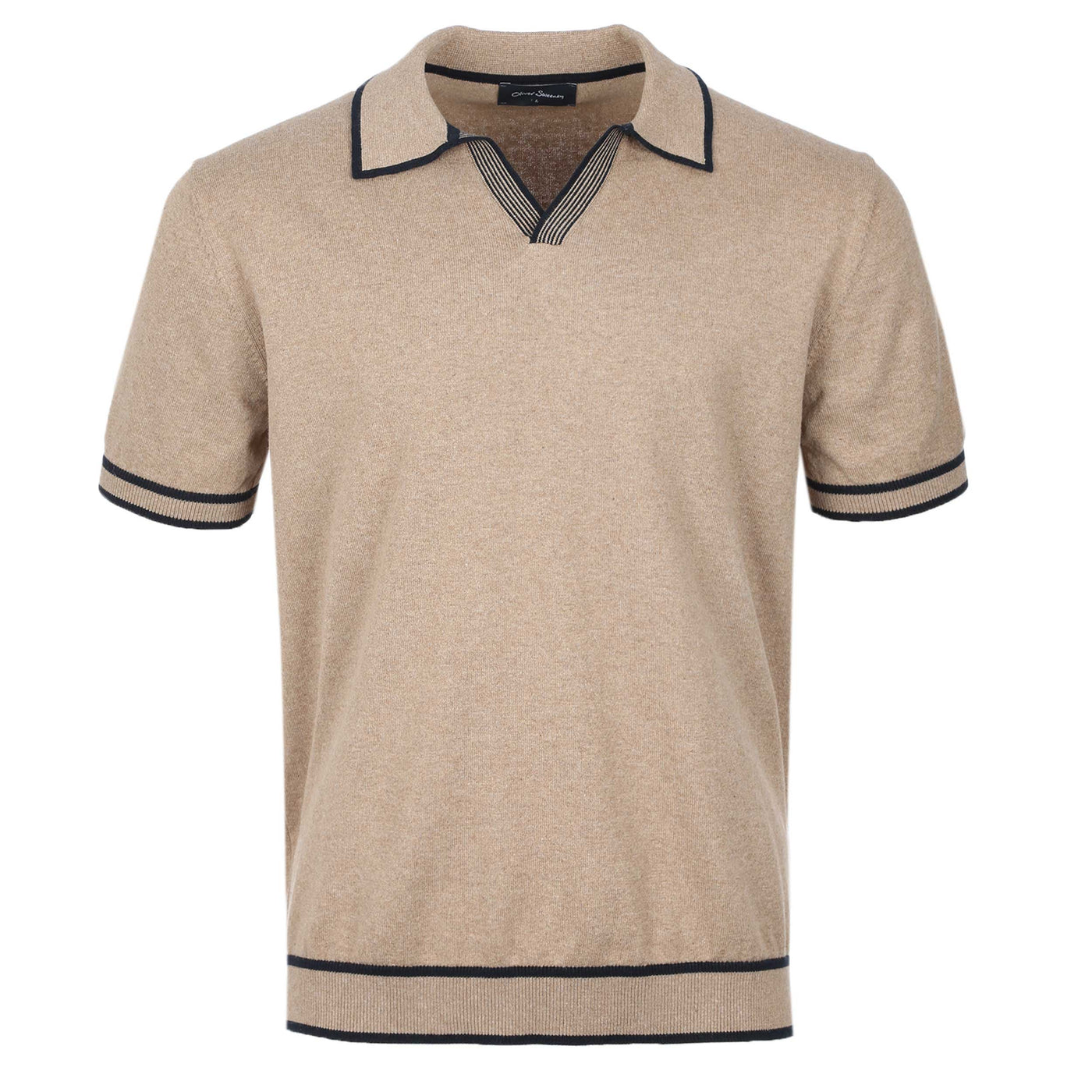 Oliver Sweeney Garras Knit Polo Shirt in Camel