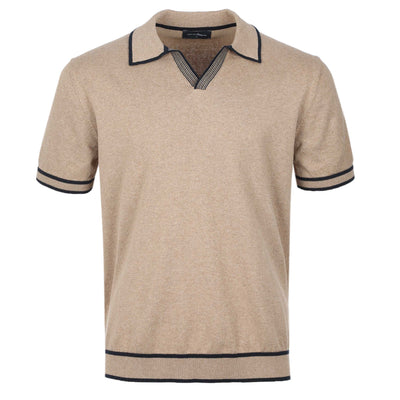 Oliver Sweeney Garras Knit Polo Shirt in Camel
