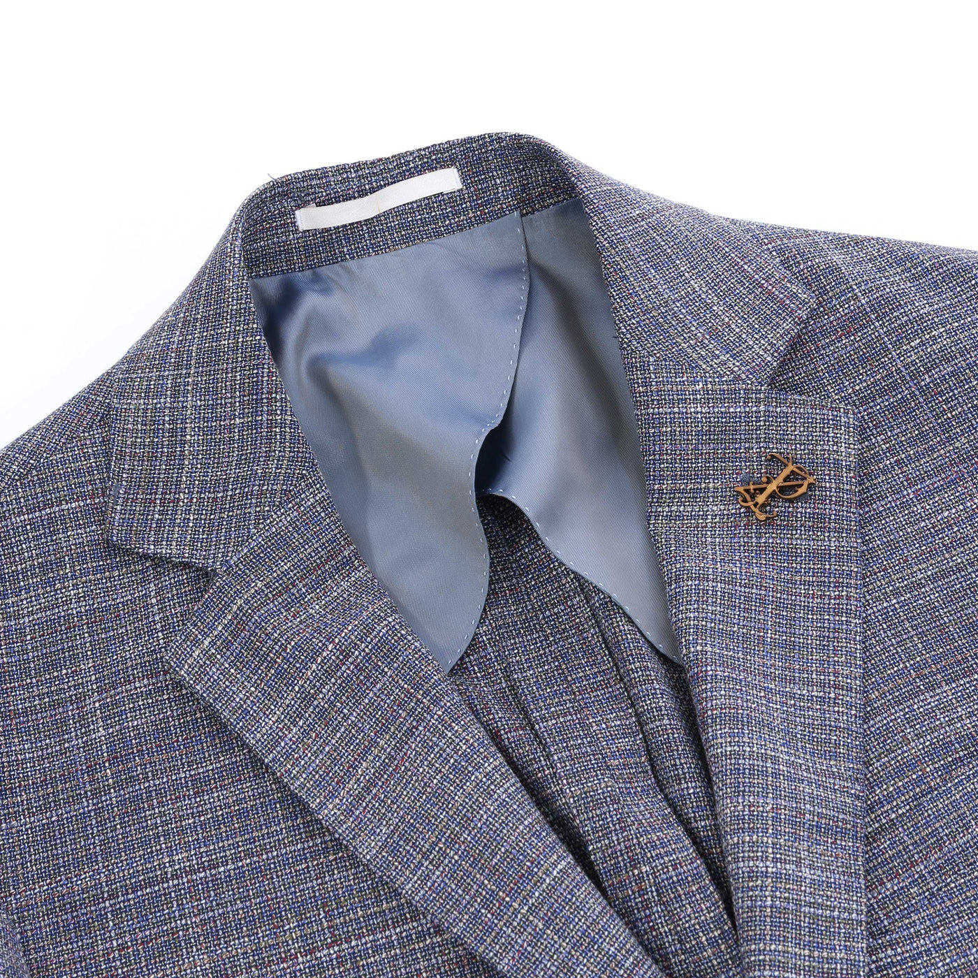 Pal Zileri Open Weave Blue Check Jacket in Blue Check Lapels