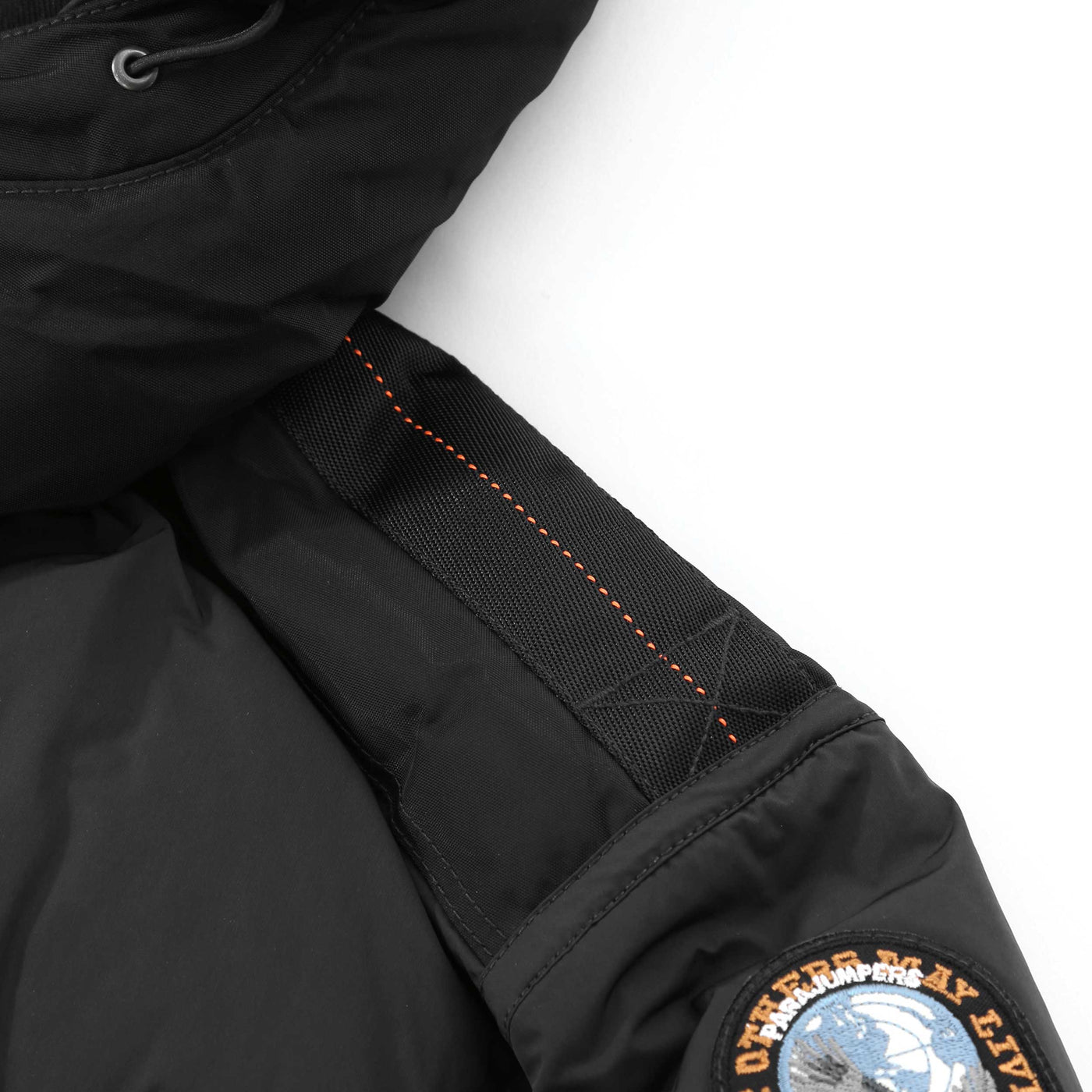 Parajumpers Long Bear Jacket in Black Shoulder Detail