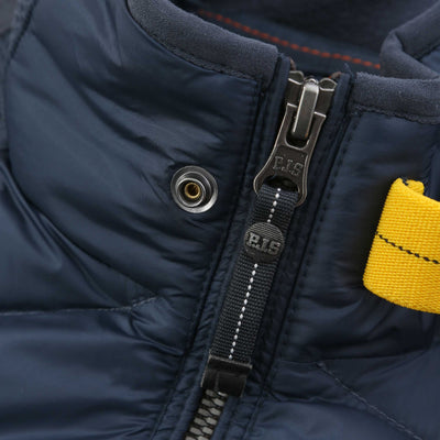 Parajumpers Nolan Quilted Hooded Jacket in Dark Avio Open Throat Strap