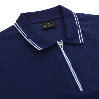 Paul Smith 1/2 Zip Polo Shirt in Blue Collar