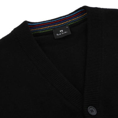Paul Smith Button Through Cardigan in Black Collar