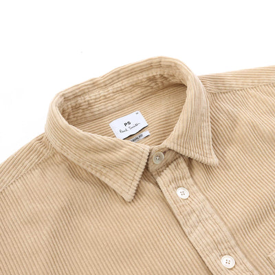 Paul Smith Casual Fit Corduroy Shirt in Sand Collar