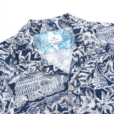 Paul Smith Chalet Casual Fit SS Shirt in Navy Collar