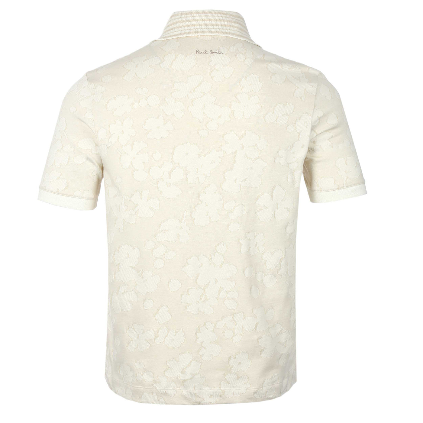 Paul Smith Floral Jacquard Polo Shirt in Cream Back