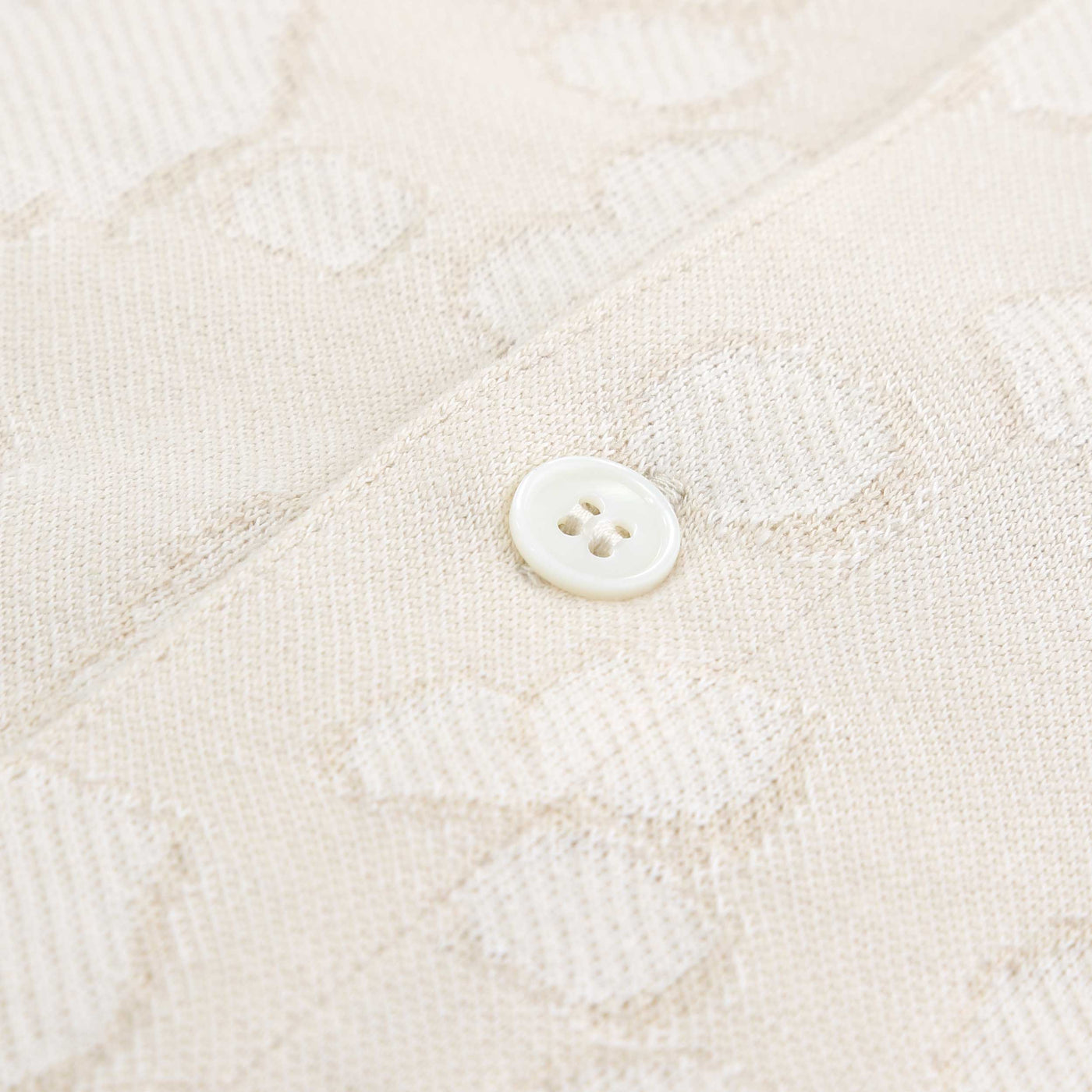 Paul Smith Floral Jacquard Polo Shirt in Cream Button