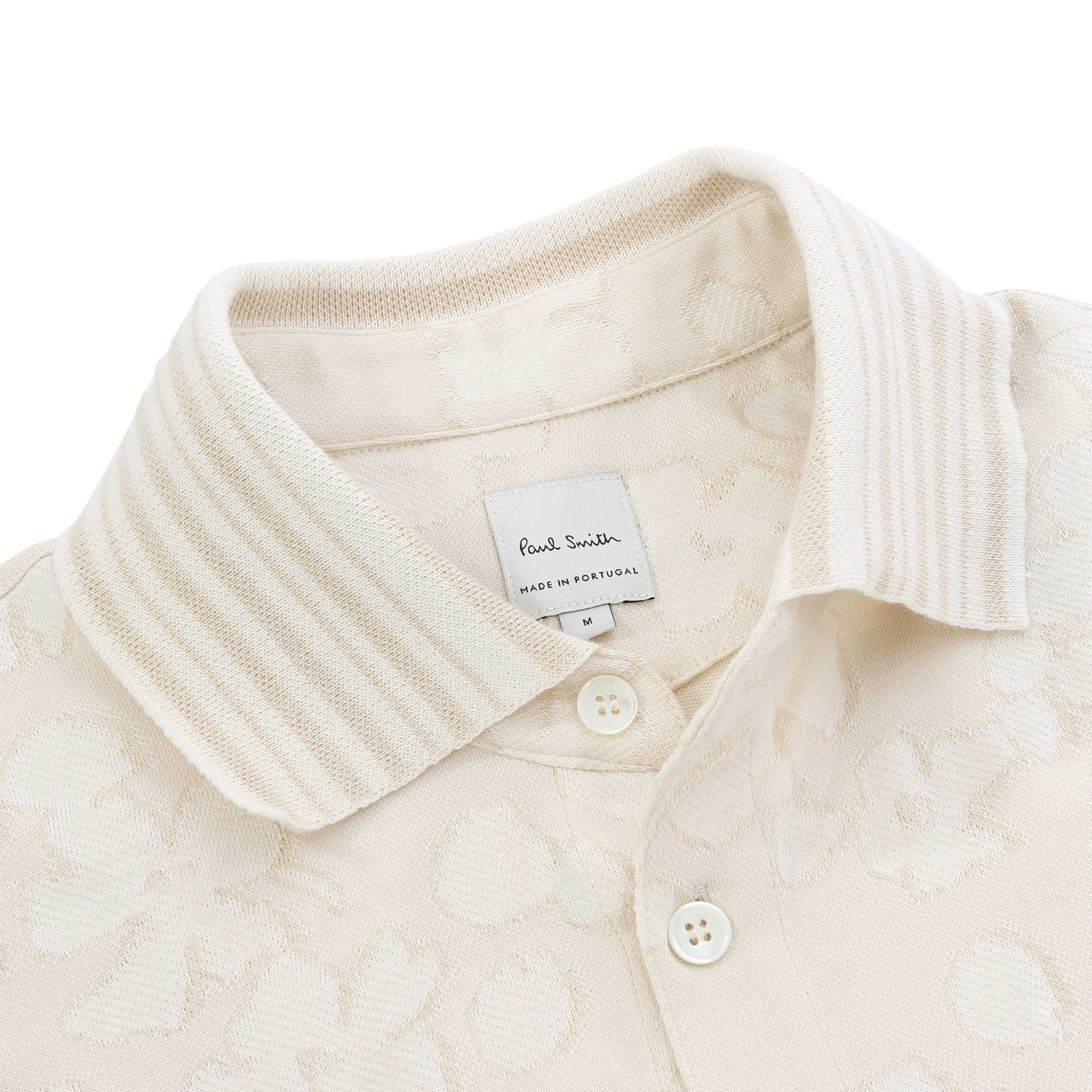 Paul Smith Floral Jacquard Polo Shirt in Cream Collar