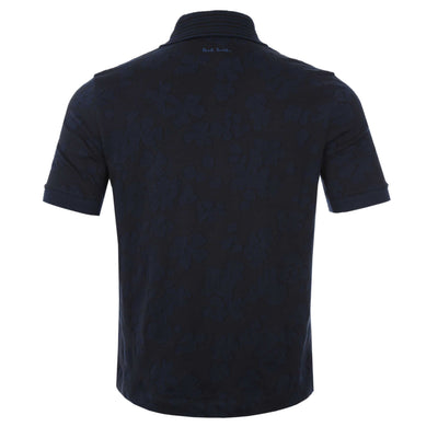 Paul Smith Floral Jacquard Polo Shirt in Dark Navy Back
