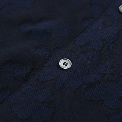 Paul Smith Floral Jacquard Polo Shirt in Dark Navy Button