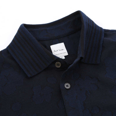 Paul Smith Floral Jacquard Polo Shirt in Dark Navy Collar