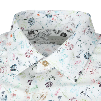 Paul Smith Floral Print Shirt in White Collar