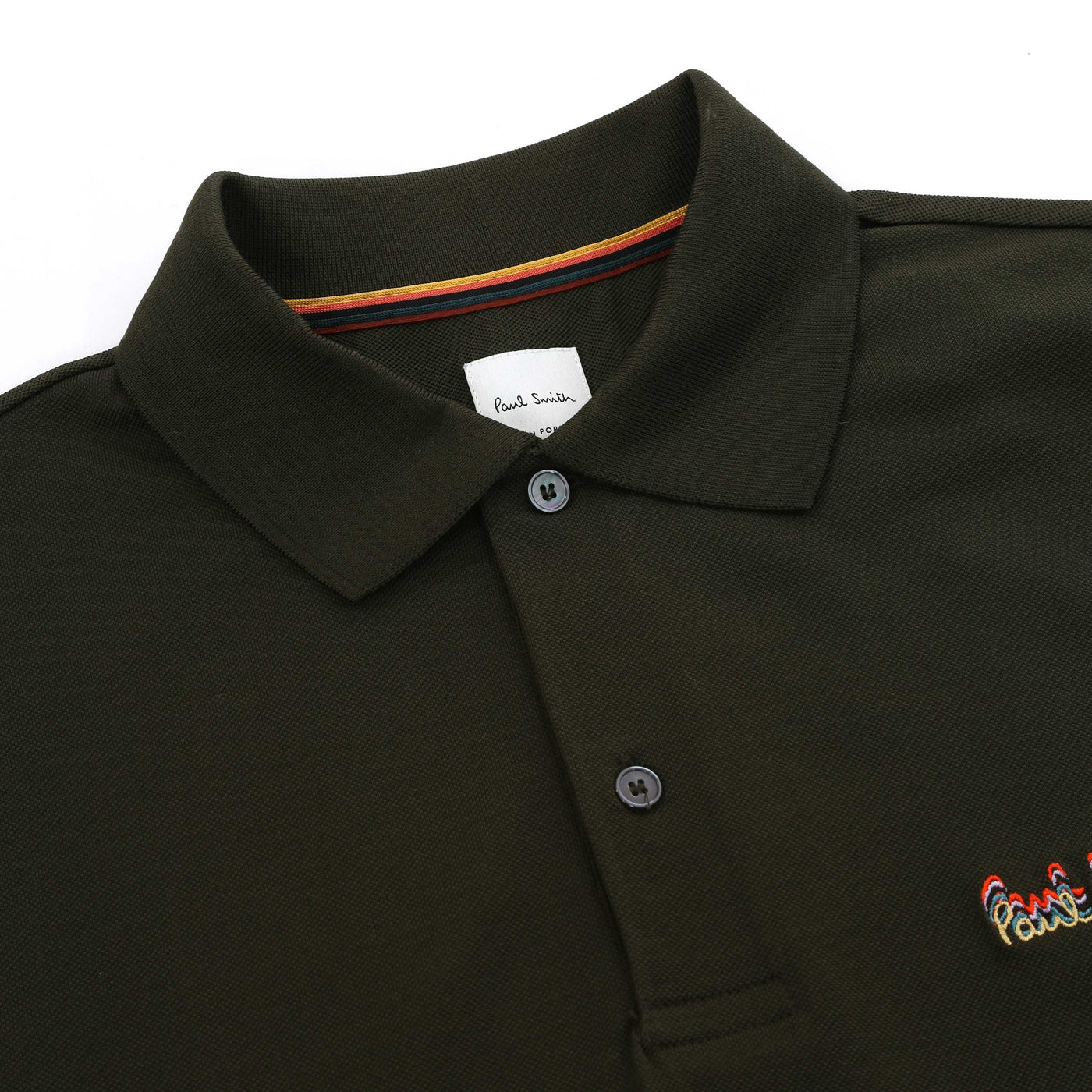 Paul Smith PS Emb Logo Polo Shirt in Army Green Placket