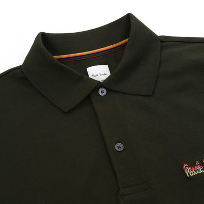 Paul Smith PS Emb Logo Polo Shirt in Army Green Placket