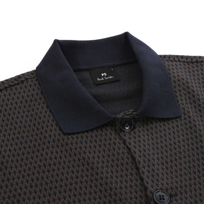 Paul Smith Reg Fit Cardigan Sweat in Black Collar