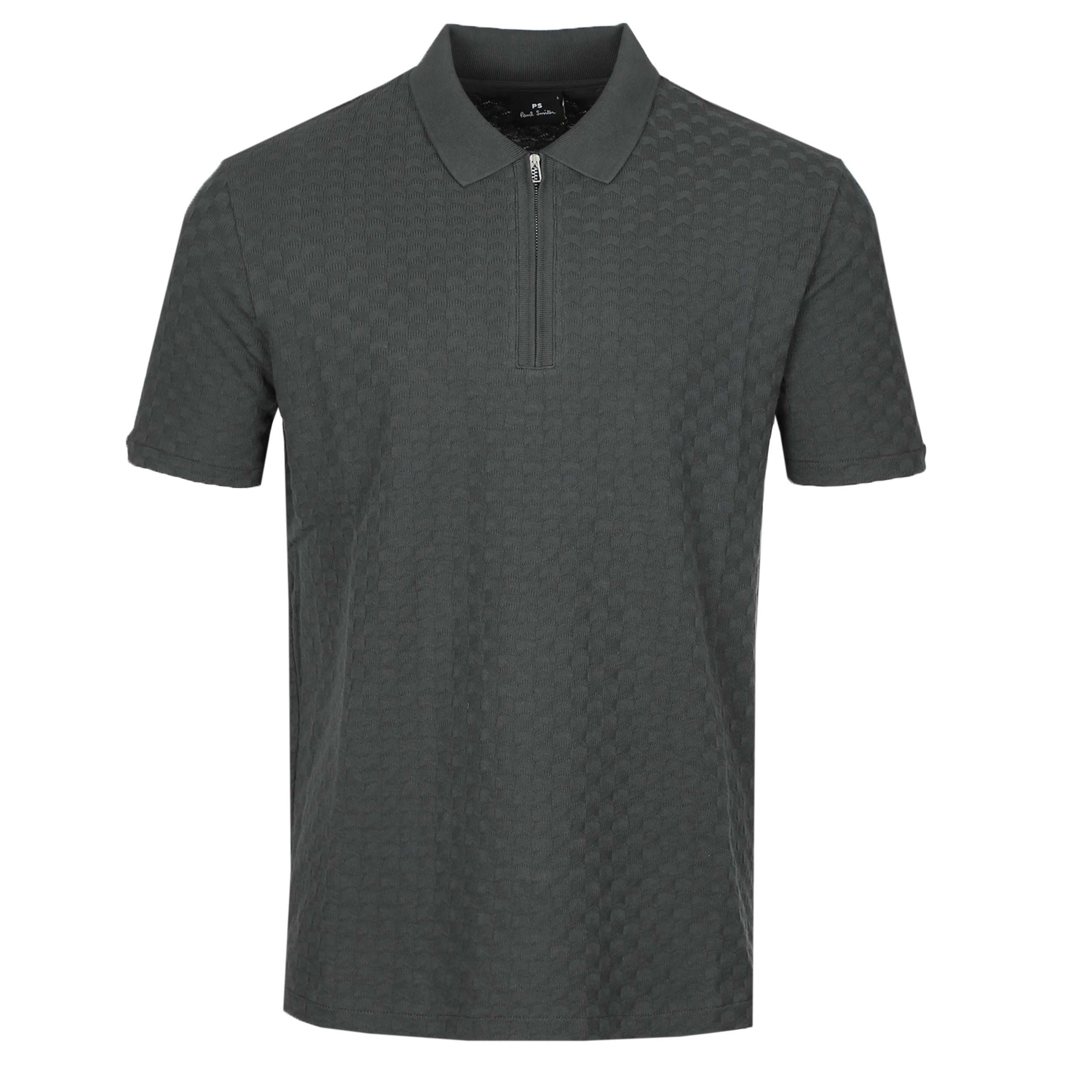 Paul Smith Reg Fit Zip Front Polo Shirt in Charcoal