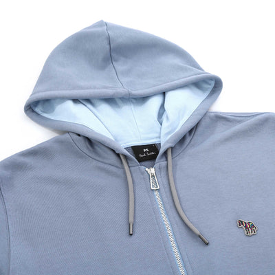 Paul Smith Reg Fit Zip Hoody Sweat Top in Pale Blue Hood