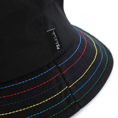 Paul Smith Stitch Bucket Hat in Black Logo Tab