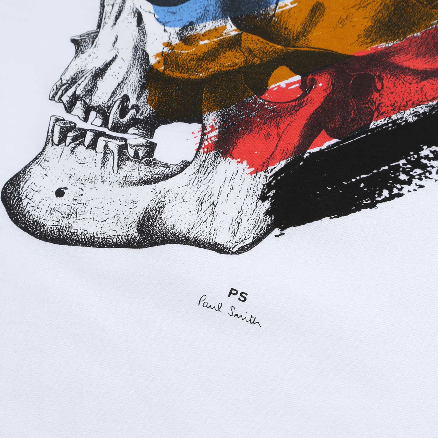 Paul Smith Stripe Skull T Shirt in White Logo