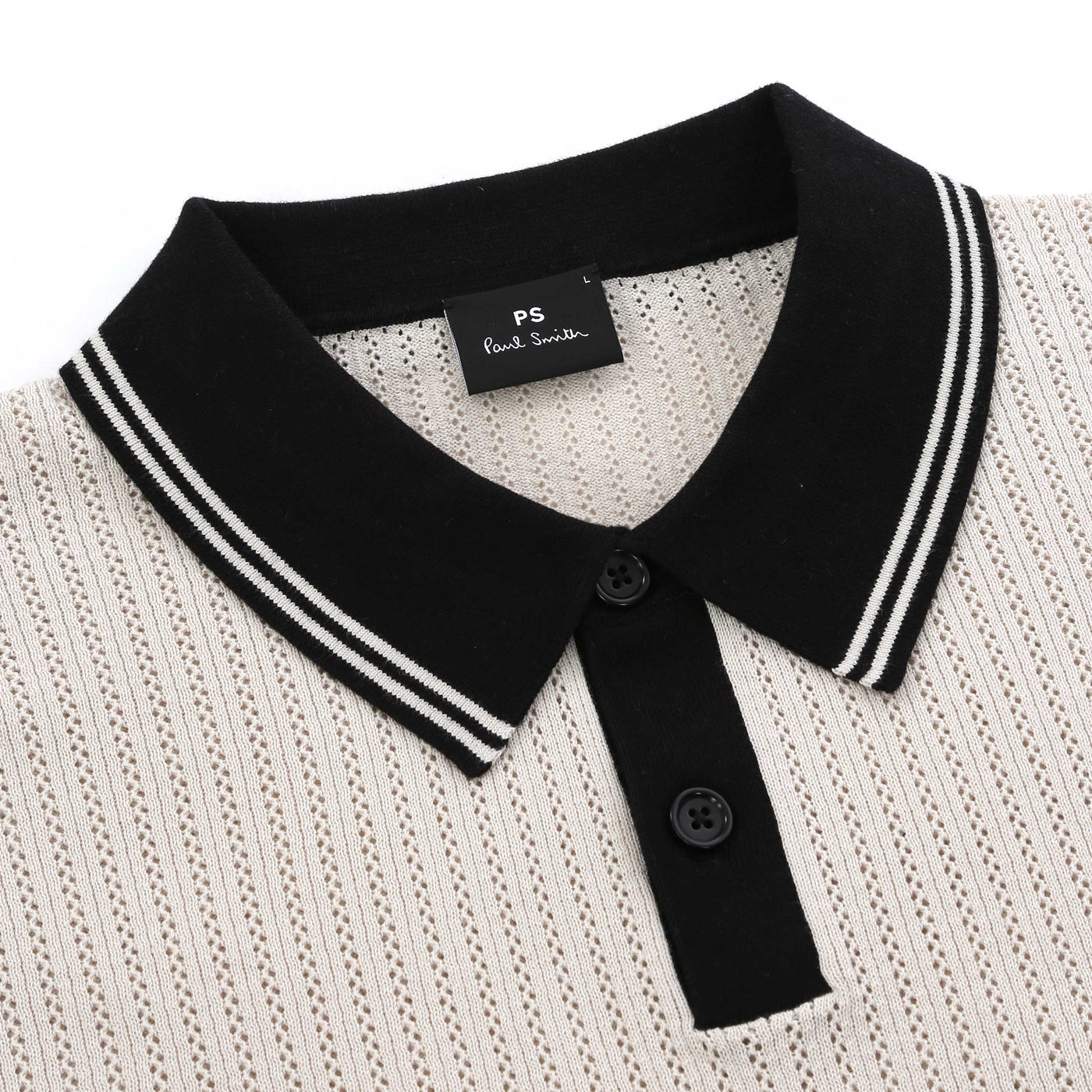 Paul Smith Sweater SS Polo in Off White Placket