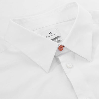 Paul Smith Tailored Fit Zeb Print Emb Shirt in White Collar