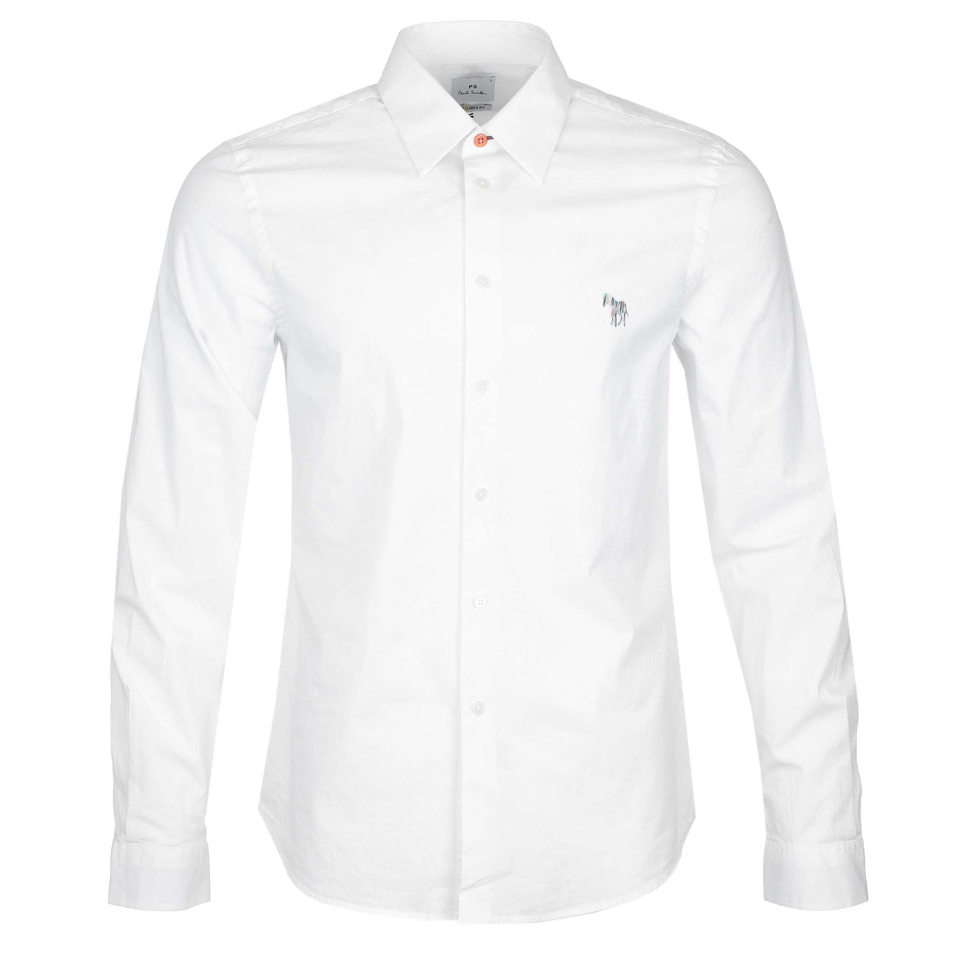 Paul Smith Tailored Fit Zeb Print Emb Shirt in White