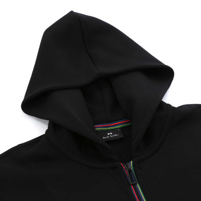 Paul Smith Zip Hoody Sports Stripe Sweat Top in Black Hood