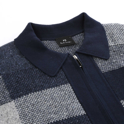 Paul Smith Zip Thru Cardigan in Blue Collar