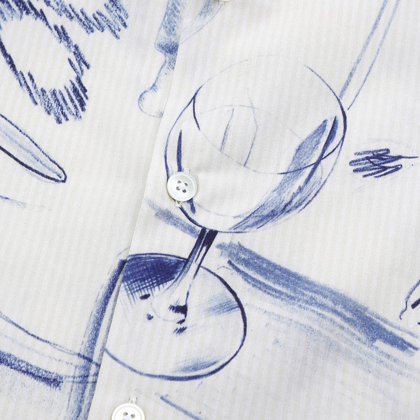 Paul Smith Floral Wine Glass Reg Fit SS Shirt in Off White Button Detail
