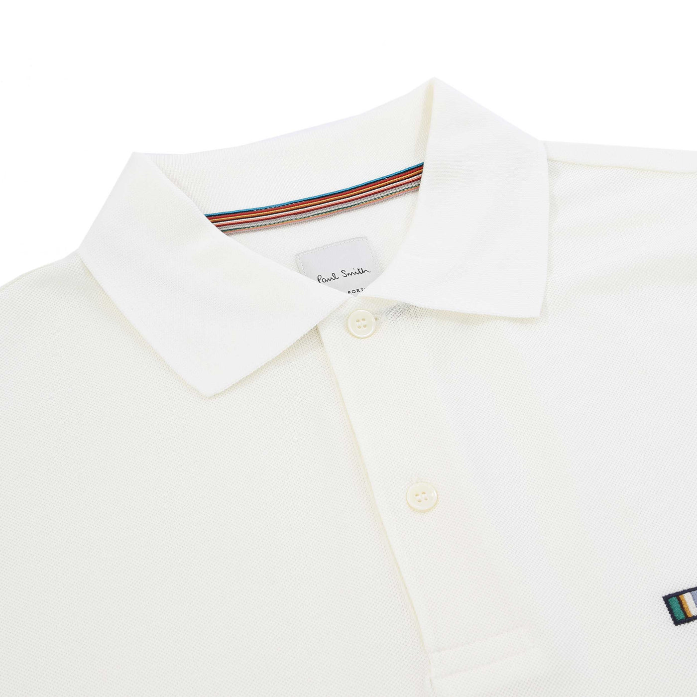 Paul Smith Multi Stripe Emb Polo Shirt in White Collarr