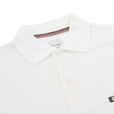 Paul Smith Multi Stripe Emb Polo Shirt in White Collarr