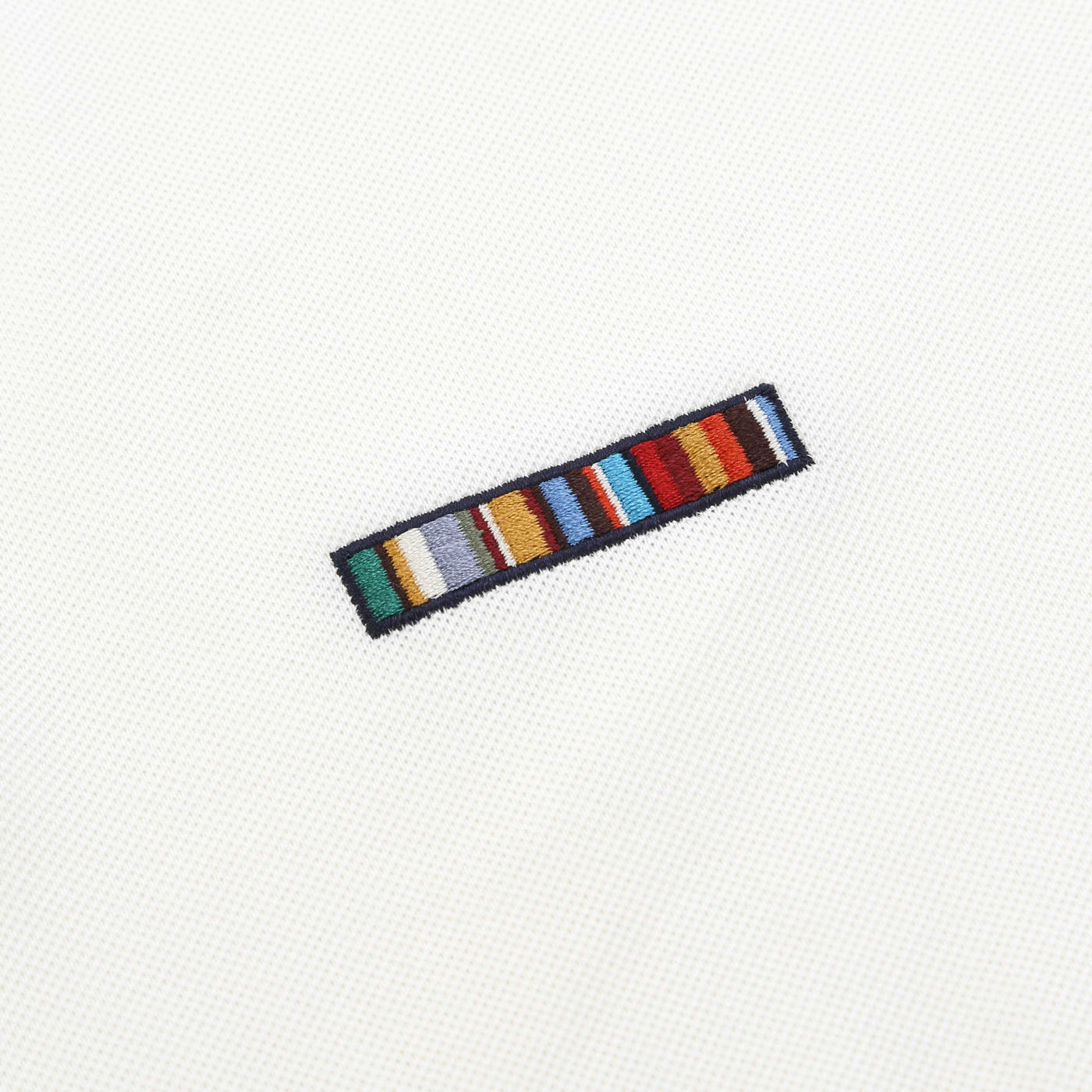 Paul Smith Multi Stripe Emb Polo Shirt in White Detail