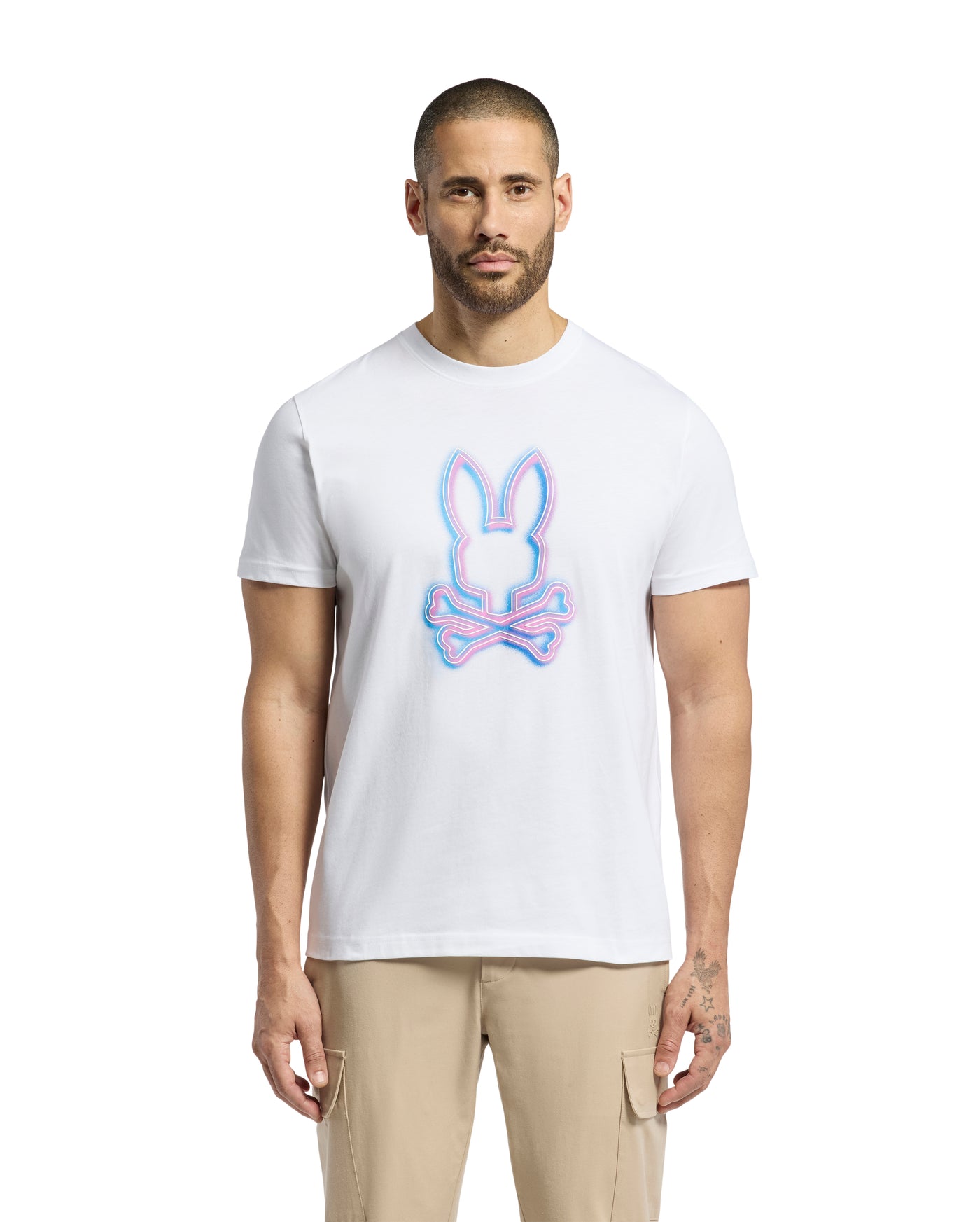 Psycho Bunny Andros Graphic T-Shirt in White Model