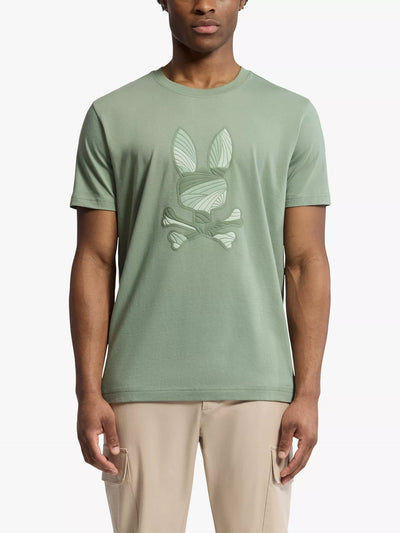 Psycho Bunny Baxter Graphic T-Shirt in Sea Spray Green Model