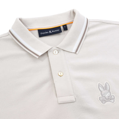 Psycho Bunny Baxter Polo Shirt in Natural Linen Placket
