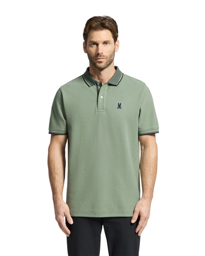 Psycho Bunny Evansdale Polo Shirt in Sea Spray Green Model
