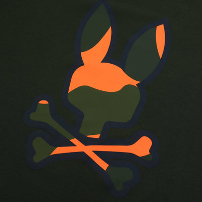 Psycho Bunny Plano Camo Print Graphic T Shirt in Duffel Bag Khaki Logo