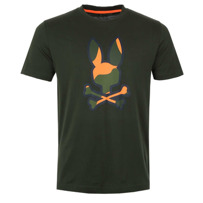 Psycho Bunny Plano Camo Print Graphic T Shirt in Duffel Bag Khaki