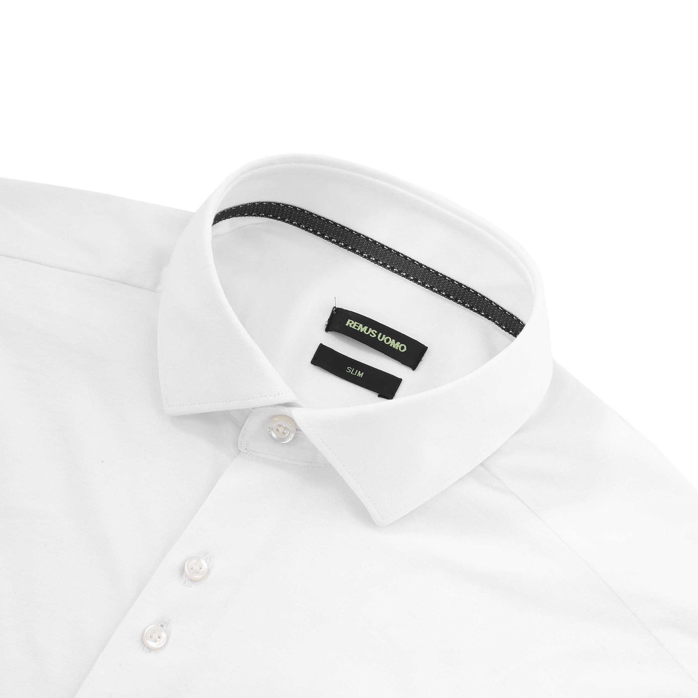 Remus Uomo Kirk Jersey Shirt in White collar