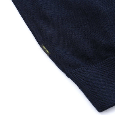 Remus Uomo 3 Button Knitted Polo Shirt in Navy Logo Tab