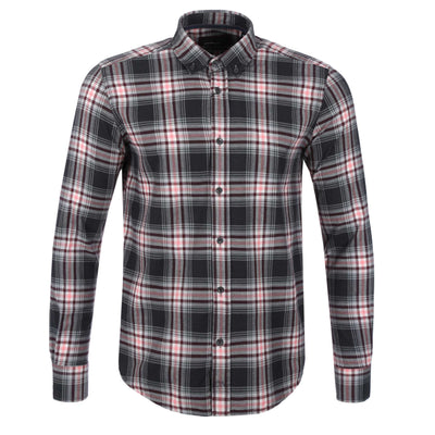 Remus Uomo Button Down Check Shirt in Grey Pink Check